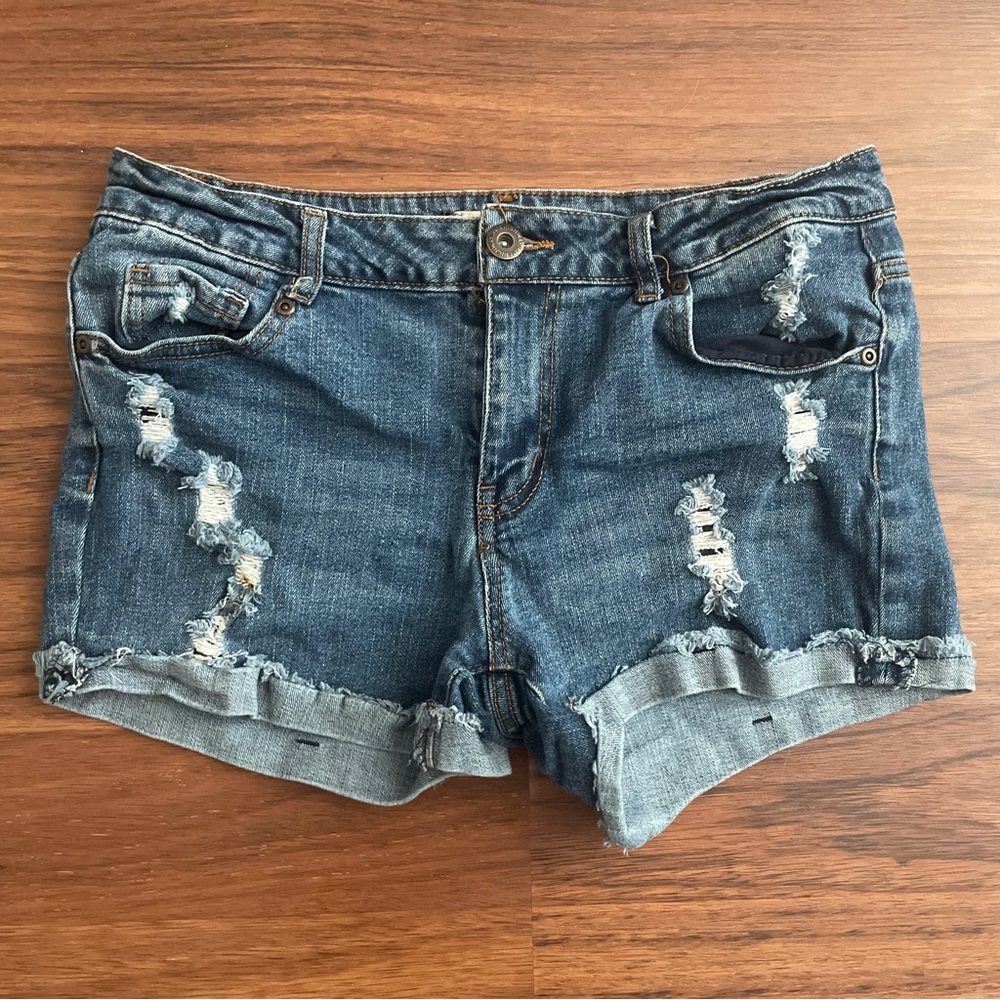 HWY Jeans Cuffed Cut-off Distressed Cotton Jean Shorts
